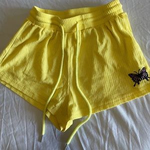 Yellow Butterfly Print Shorts